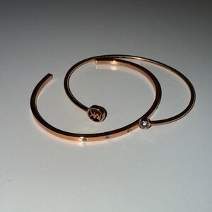 Elegant Rose Gold Adjustable Bangle Set